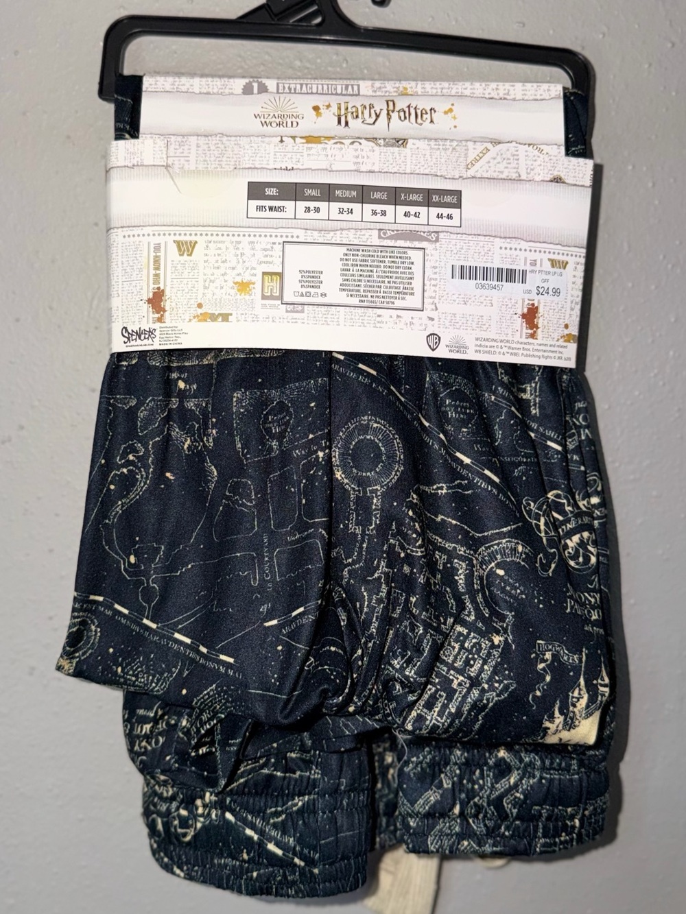 Harry Potter The Marauder's Map Black Pajama Pants Sleepwear L - Picture 3 of 3